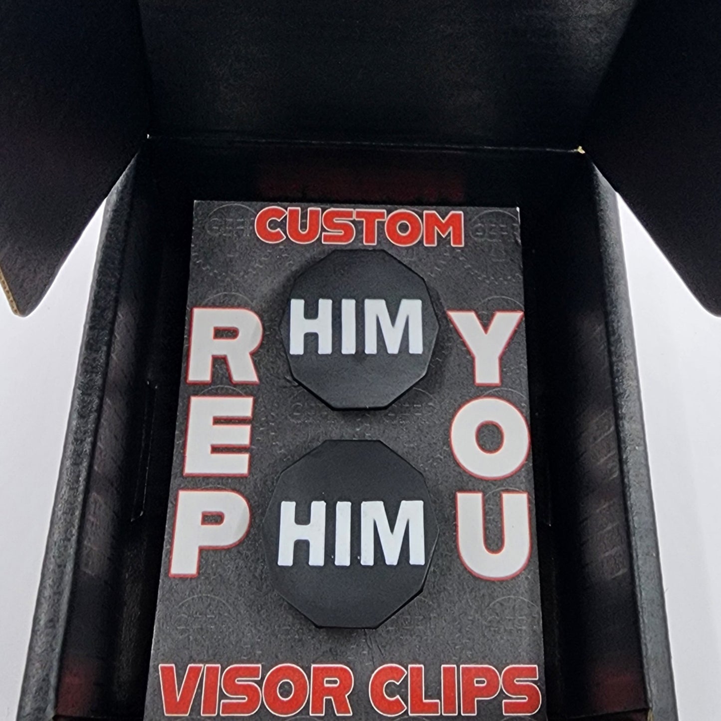 "HIM" visor clips (Pair)