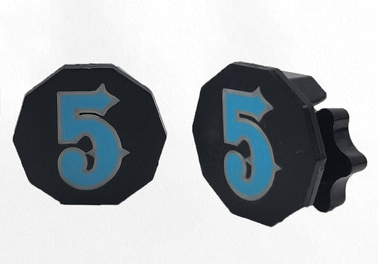 Black Clips Light Blue number 5 Silver outline