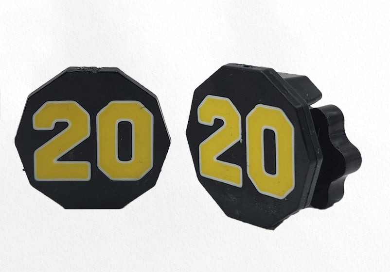 Black Clips Yellow number 20 with white outline