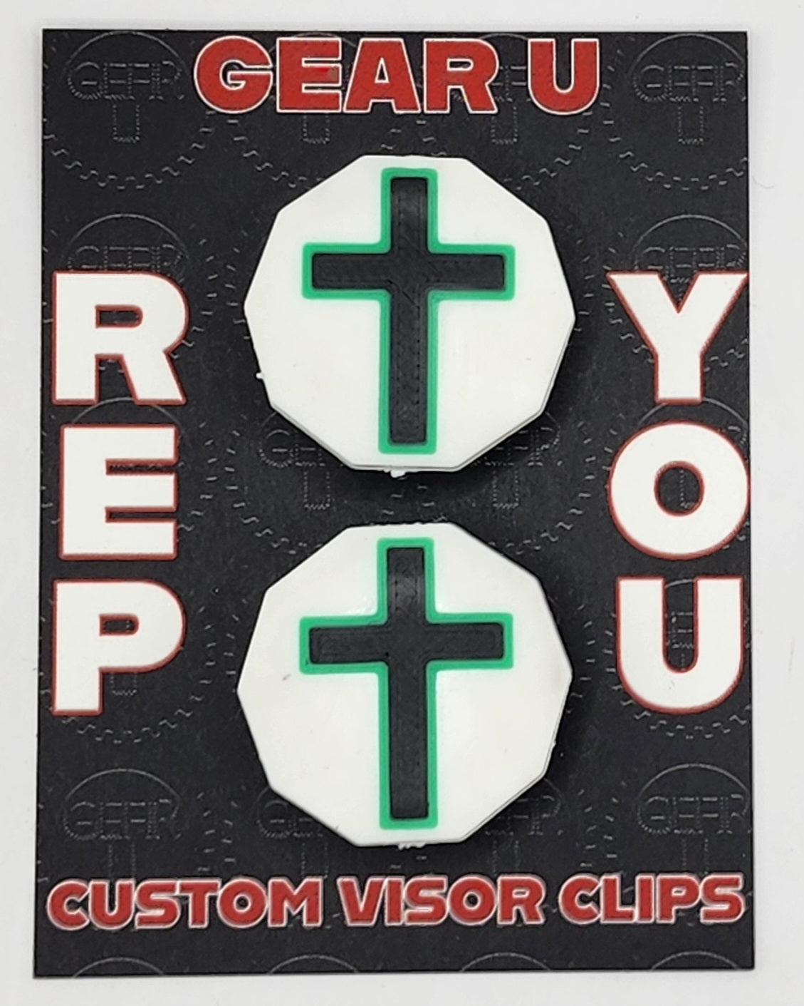 Cross with outline visor clips