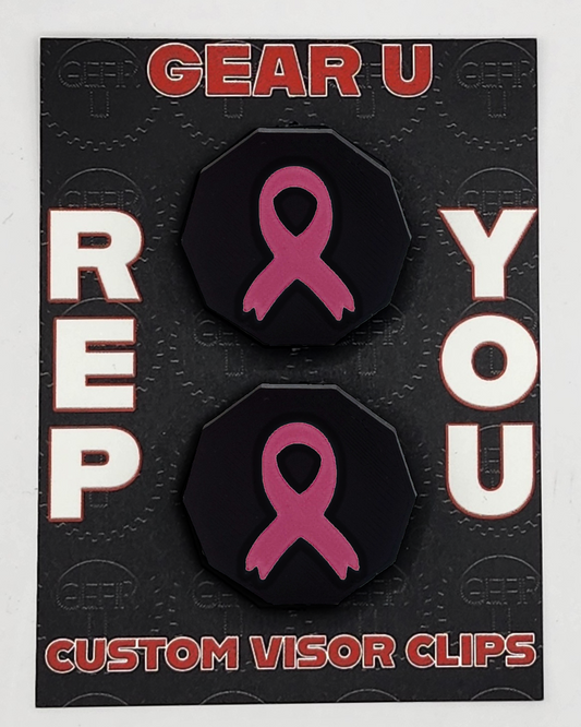 Black Breast Cancer Awareness Ribbon visor clips