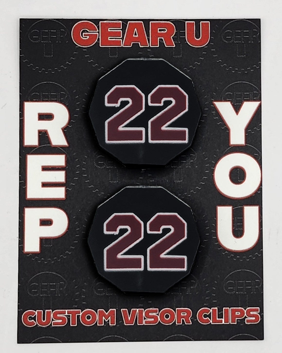 Black Clips Burgundy number 22 with white outline