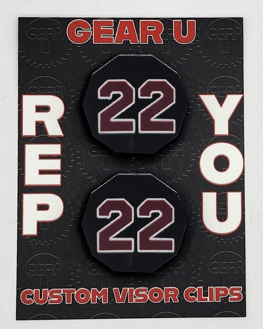 Black Clips Burgundy number 22 with white outline