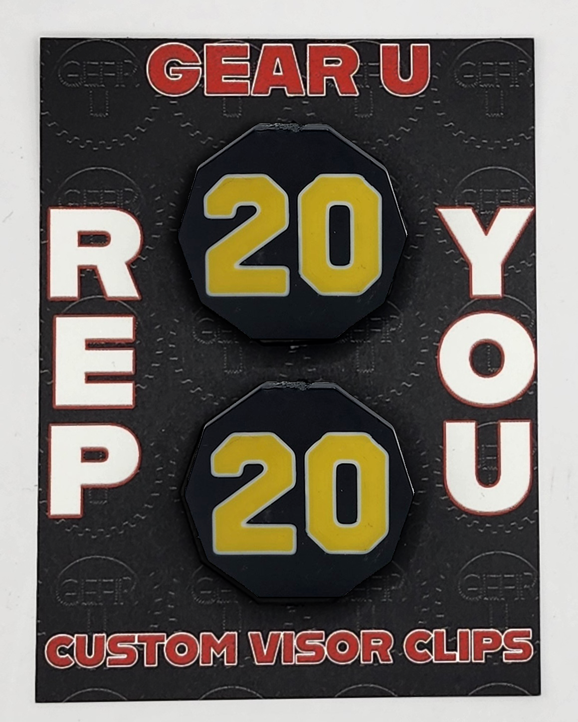 Black Clips Yellow number 20 with white outline