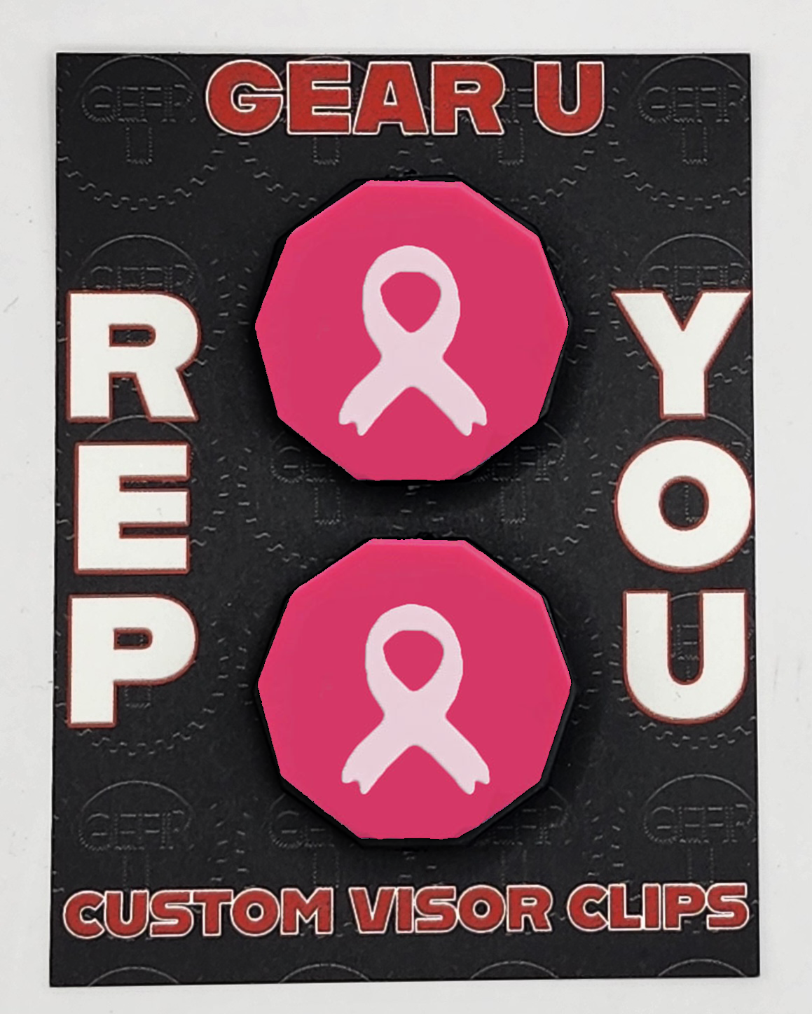 Pink Breast Cancer Awareness Ribbon visor clips