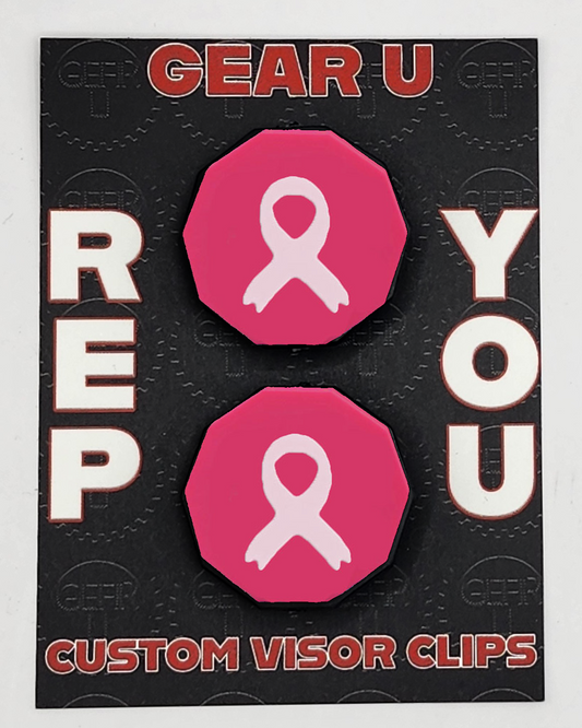 Pink Breast Cancer Awareness Ribbon visor clips