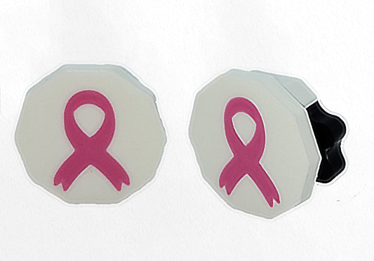 White Breast Cancer Awareness Ribbon visor clips